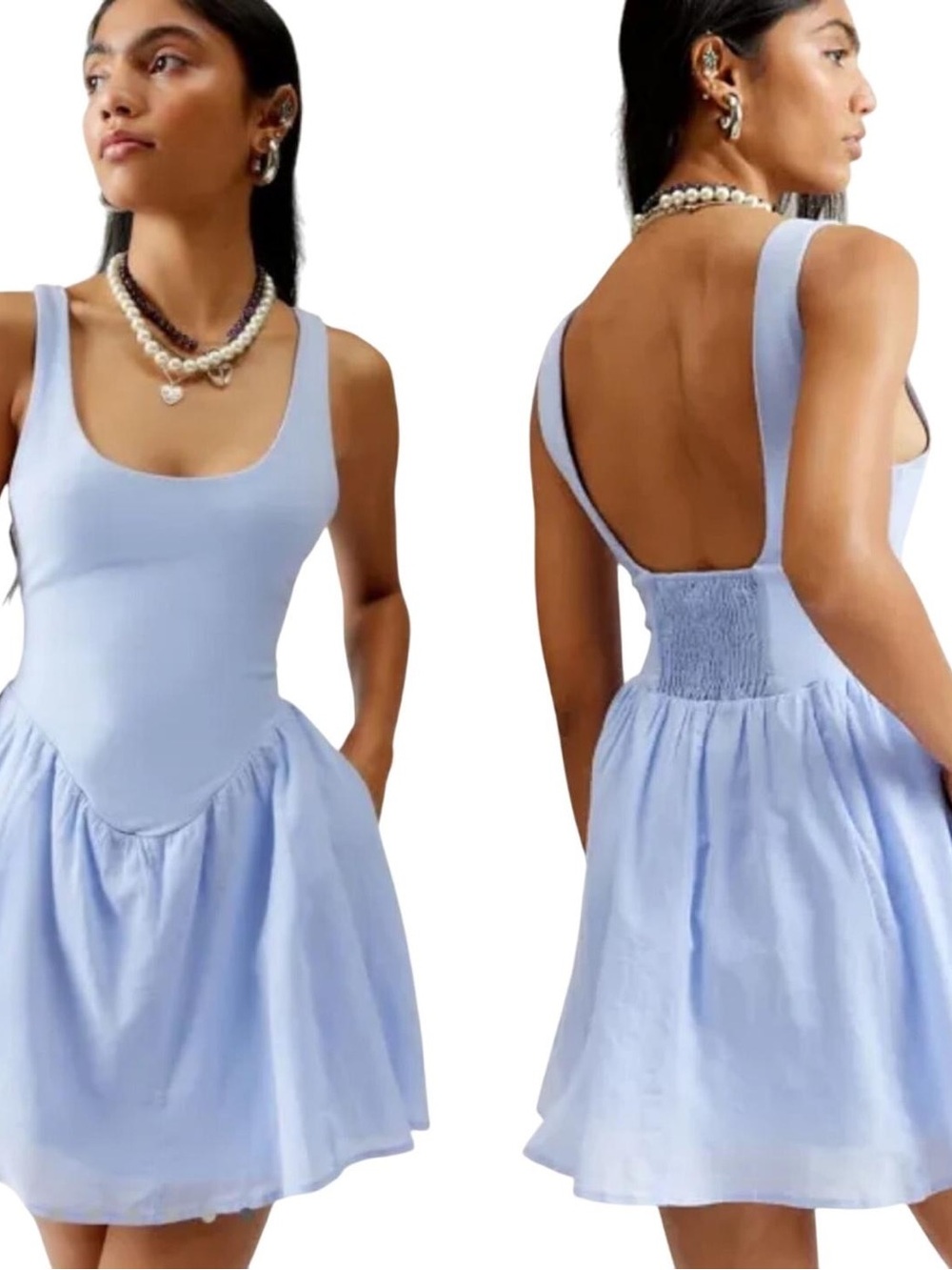 Urban Outfitters Silence + Noise Daphne Mini Dress Drop Basque Waist